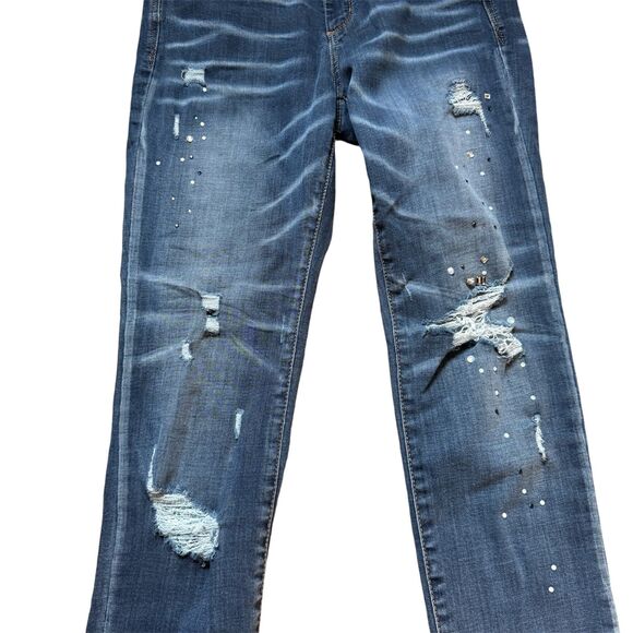 Rewash Brand Jeans Distressed with Rhinestones Size 9/29 - Picture 2 of 10